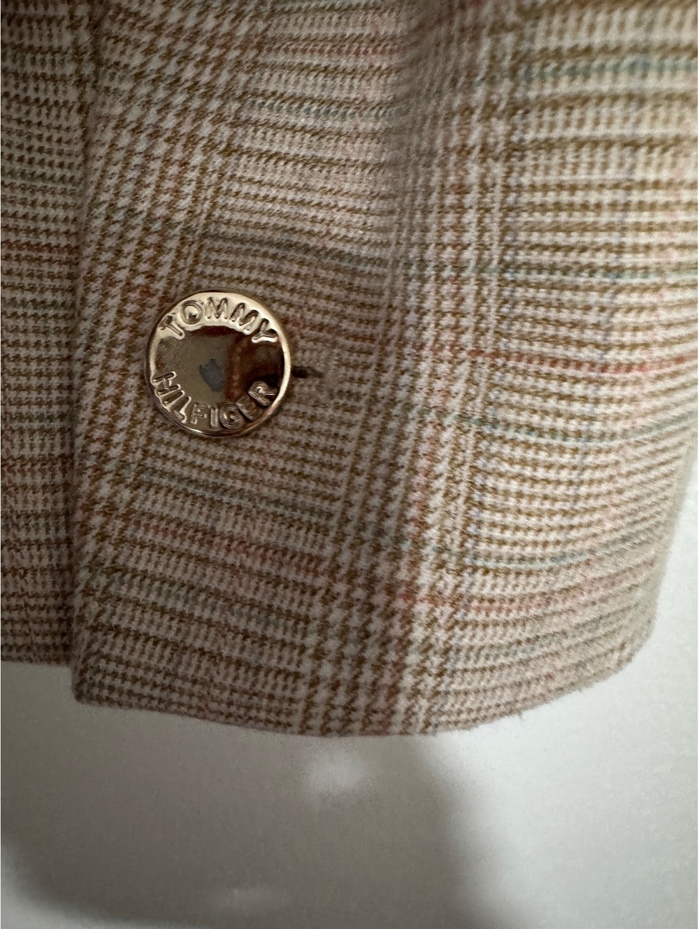 Tommy Hilfiger Plaid Cropped Blazer Jacket Women’s Size 6 Beige Preppy - Picture 5 of 7